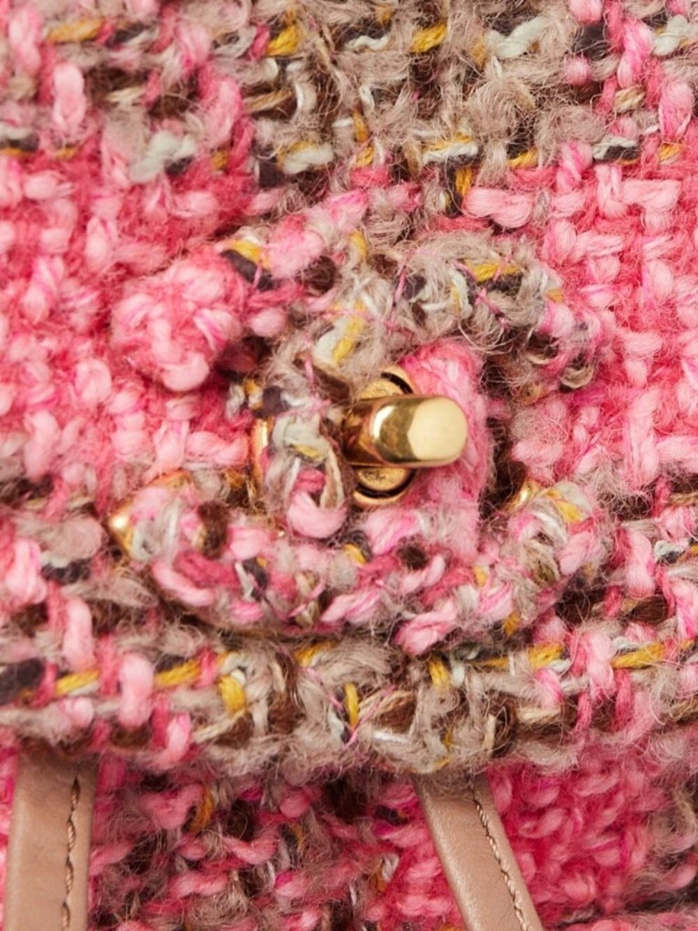 Chanel Pink/Brown Tweed Elegant Chain Backpack Bag - Picture 10 of 12